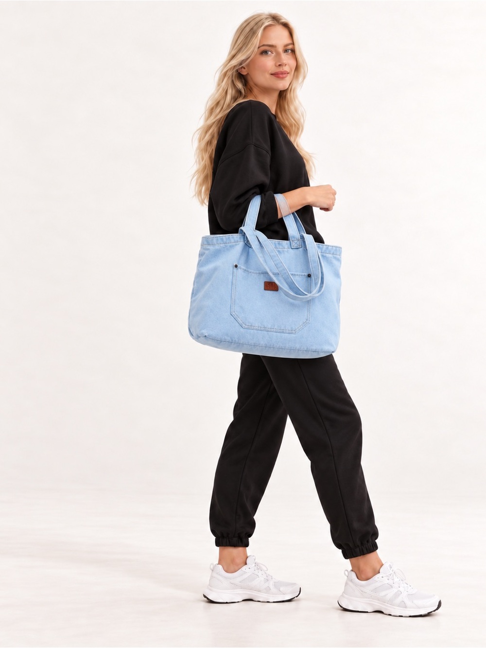 GAP Light Blue Denim Tote with Exterior Pocket